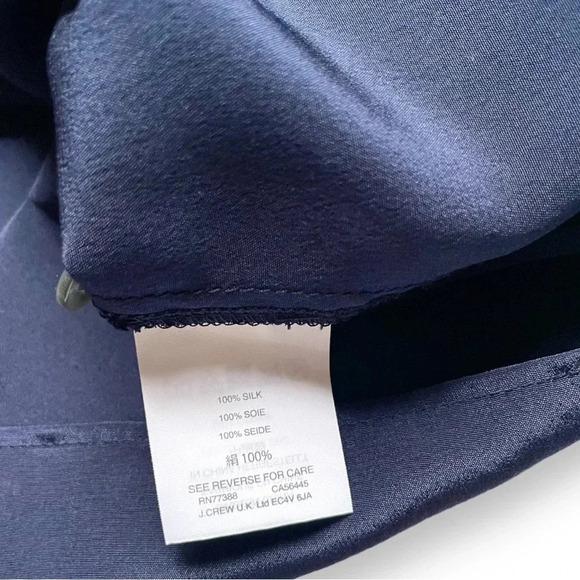 J.Crew Navy Silk Button Up Ruffle Blouse - Picture 3 of 4